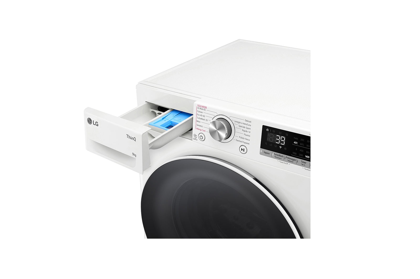 LG Lavatrice 9kg AI DD™ | Serie R7 Classe A-10% | 1400 giri, TurboWash 360, Vapore su 7 programmi, Wi-Fi | White, F4R709TAIDD