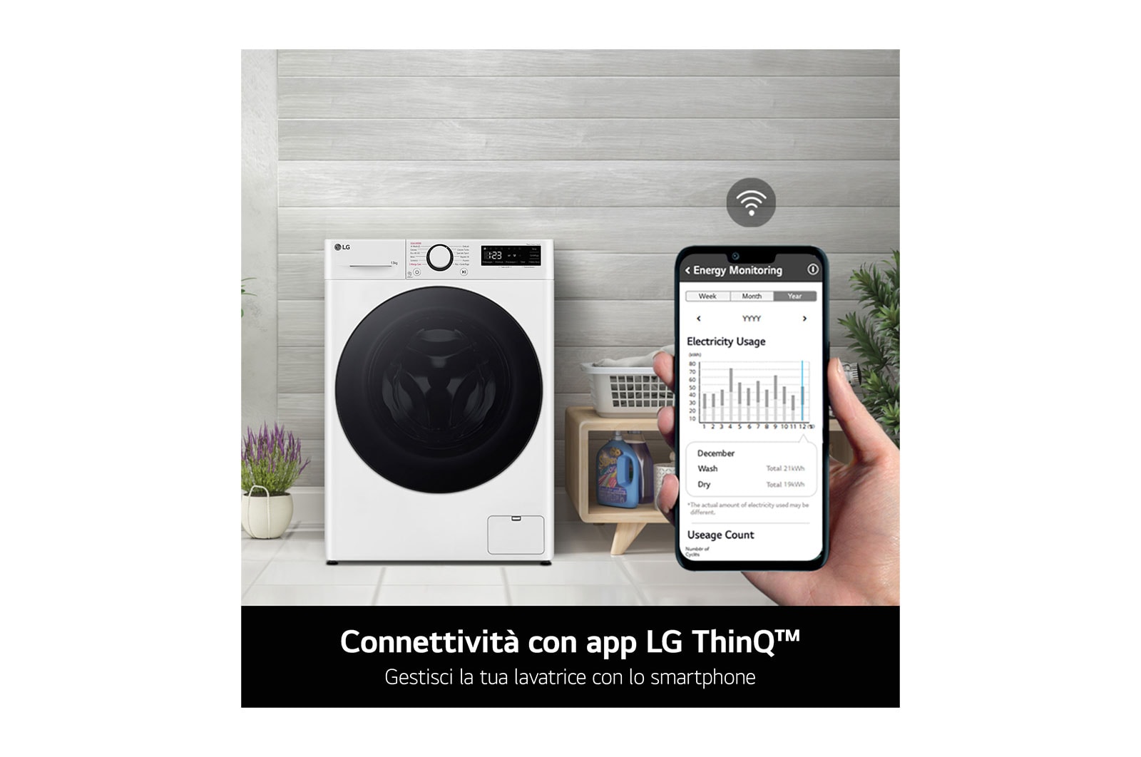 LG Lavatrice 9kg AI DD™ | Serie R7 Classe A-10% | 1400 giri, TurboWash 360, Vapore su 7 programmi, Wi-Fi | White, F4R709TAIDD