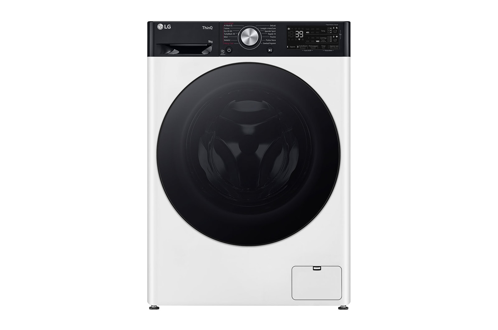 LG Lavatrice 9kg AI DD™ | Serie R7 Classe A-10% | 1400 giri, TurboWash 360, Autodosaggio, Vapore su 7 programmi, Wi-Fi | White, F4R7509TSWB