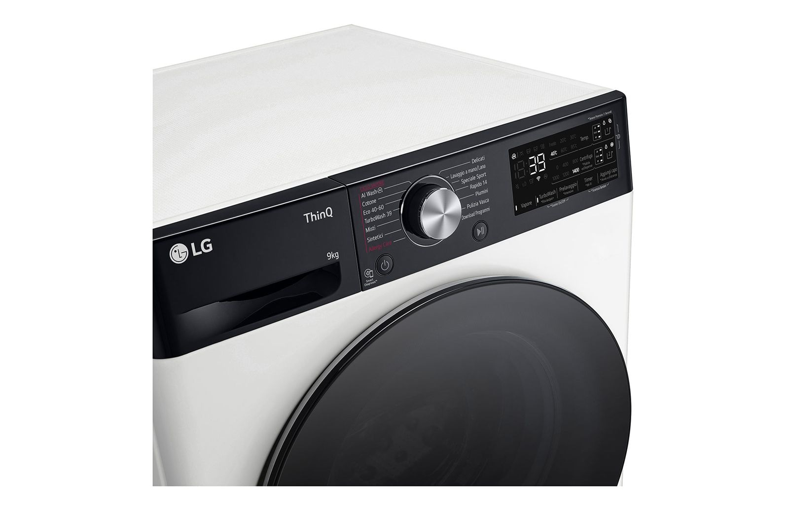 LG Lavatrice 9kg AI DD™ | Serie R7 Classe A-10% | 1400 giri, TurboWash 360, Autodosaggio, Vapore su 7 programmi, Wi-Fi | White, F4R7509TSWB