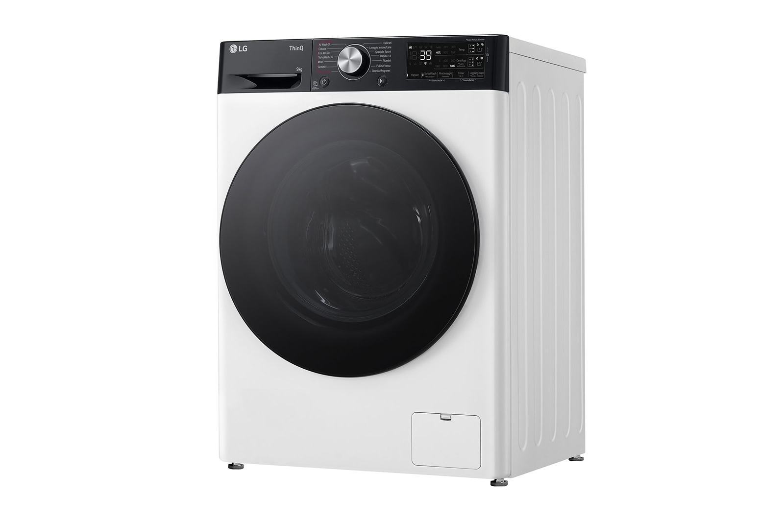 LG Lavatrice 9kg AI DD™ | Serie R7 Classe A-10% | 1400 giri, TurboWash 360, Autodosaggio, Vapore su 7 programmi, Wi-Fi | White, F4R7509TSWB