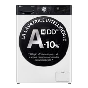 LG Lavatrice 9kg AI DD™ | Serie R7 Classe A-10% | 1400 giri, TurboWash 360, Autodosaggio, Vapore su 7 programmi, Wi-Fi | White, F4R7509TSWB