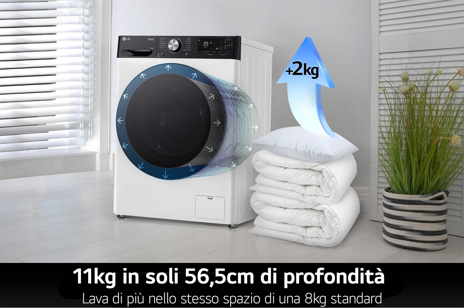 LG Lavatrice 11kg AI DD™ | Serie R7 Classe A-10% | 1400 giri, TurboWash 360, Autodosaggio, Vapore su 7 programmi, Wi-Fi | White, F4R7511TSWB