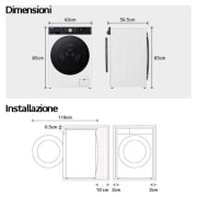 LG Lavatrice 11kg AI DD™ | Serie R7 Classe A-10% | 1400 giri, TurboWash 360, Autodosaggio, Vapore su 7 programmi, Wi-Fi | White, F4R7511TSWB