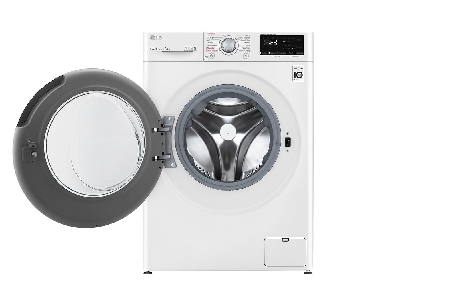 LG Lavatrice 8kg AI DD™ | Serie V3 Classe B | 1400 giri, Lavaggio a vapore, Inverter Direct Drive | White, F4WV308S4B