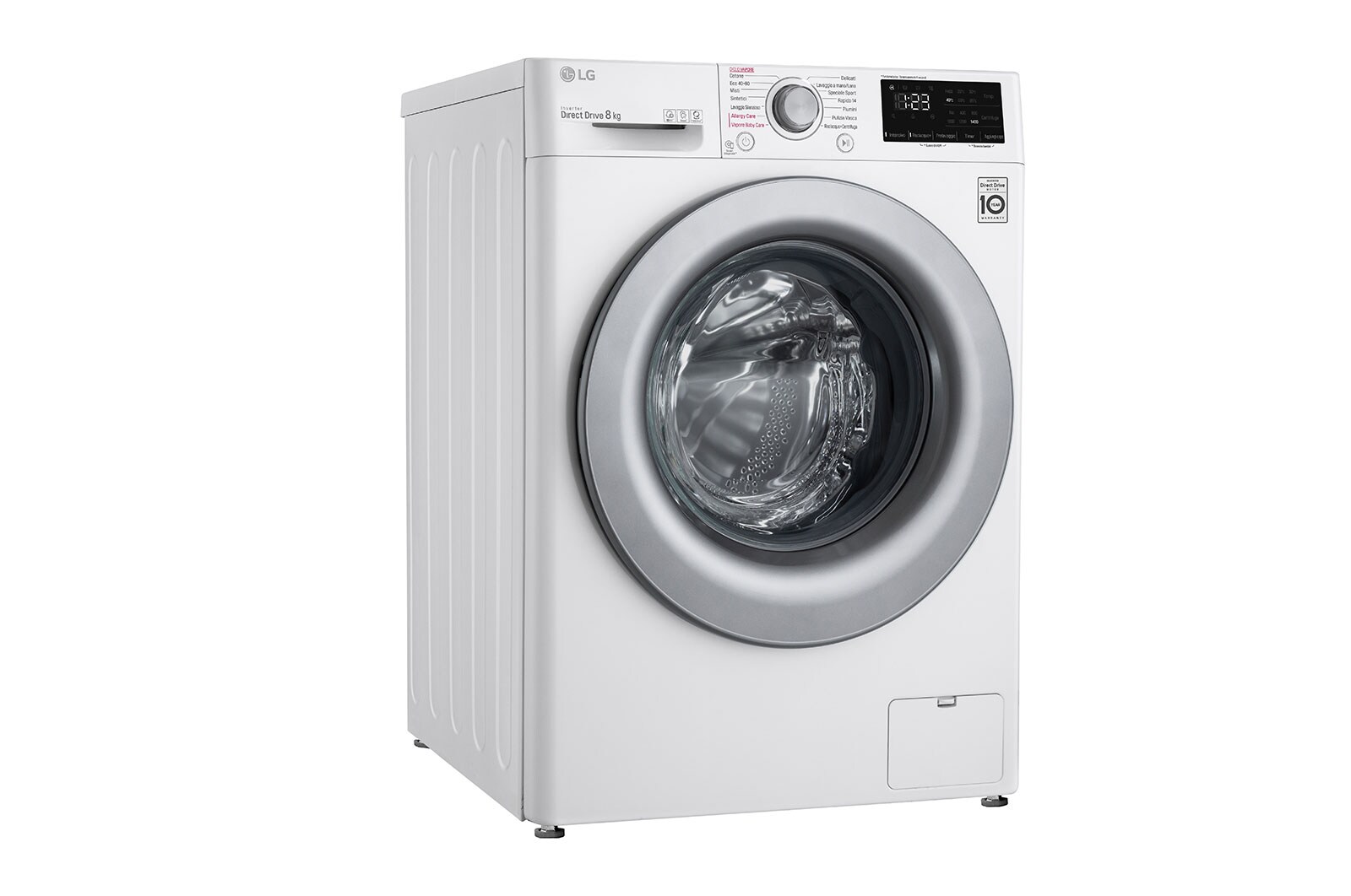 LG Lavatrice 8kg AI DD™ | Serie V3 Classe B | 1400 giri, Lavaggio a vapore, Inverter Direct Drive | White, F4WV308S4B