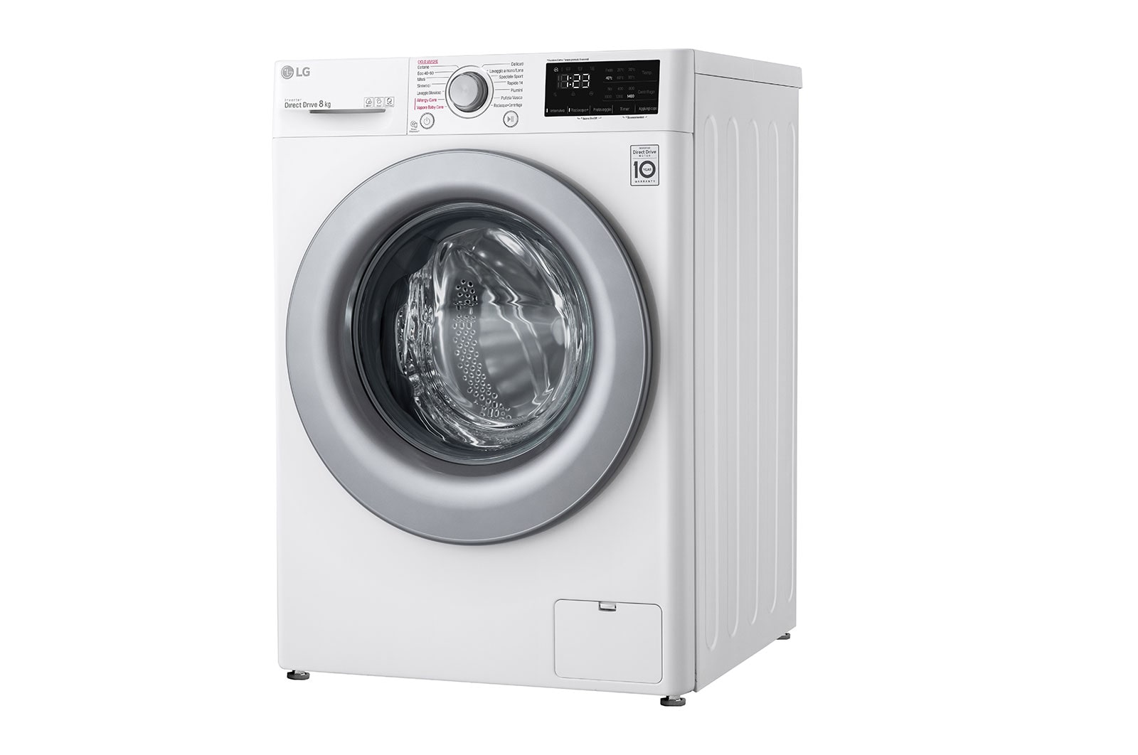 LG Lavatrice 8kg AI DD™ | Serie V3 Classe B | 1400 giri, Lavaggio a vapore, Inverter Direct Drive | White, F4WV308S4B