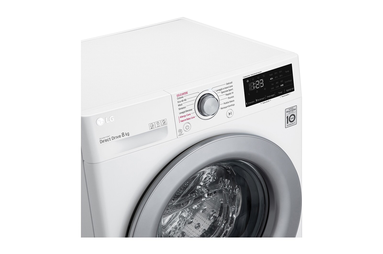 LG Lavatrice Smart AI DD™ 8kg Classe energetica C Lavaggio a vapore, F4WV308S4E