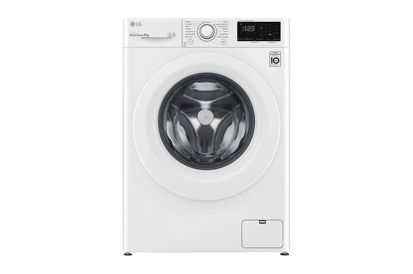 LG Lavatrice 9kg AI DD™ | Serie V3 Classe B | 1400 giri, Inverter Direct Drive, Smart Diagnosis | White, F4WV309N3E