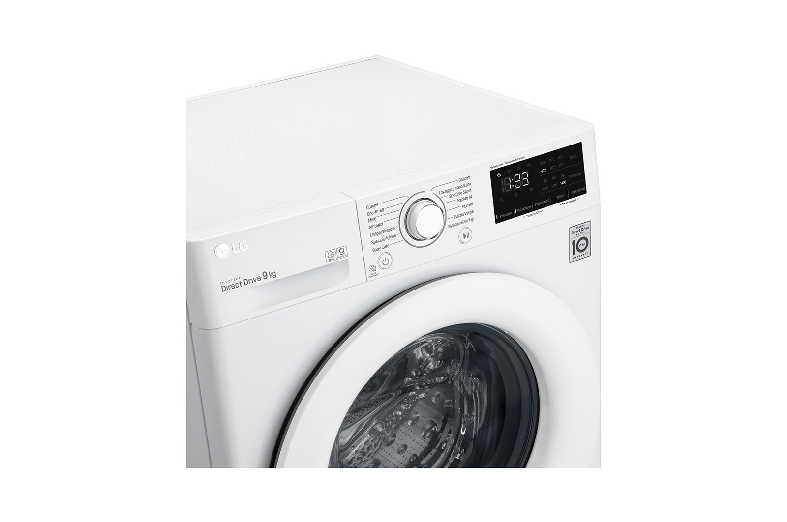 LG Lavatrice 9kg AI DD™ | Serie V3 Classe B | 1400 giri, Inverter Direct Drive, Smart Diagnosis | White, F4WV309N3E