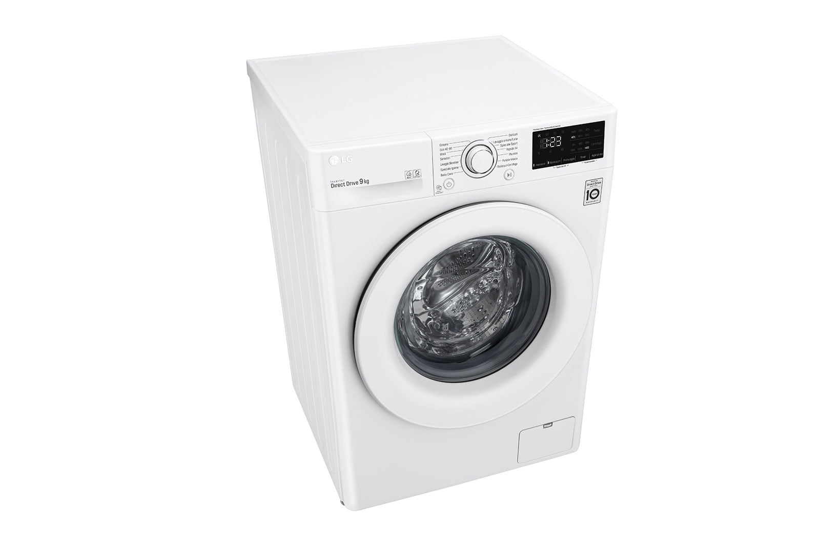 LG Lavatrice 9kg AI DD™ | Serie V3 Classe B | 1400 giri, Inverter Direct Drive, Smart Diagnosis | White, F4WV309N3E