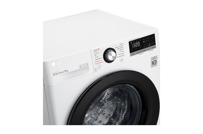 LG Lavatrice 9kg AI DD™ | Serie V3 Classe A/A/A | 1400 giri, Lavaggio a vapore, Inverter Direct Drive | White, F4WV309SAE