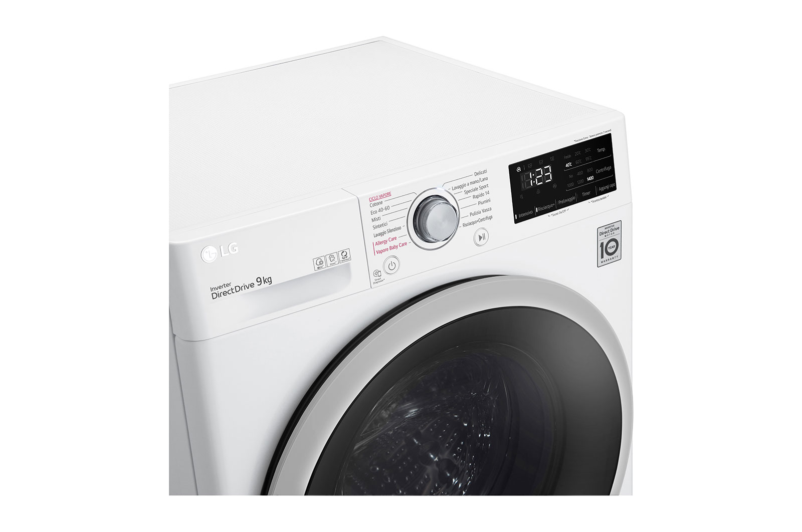 LG Lavatrice 9kg AI DD™ | Serie V3 Classe B | 1400 giri, Lavaggio a vapore, Allergy Care | White, F4WV309SIL