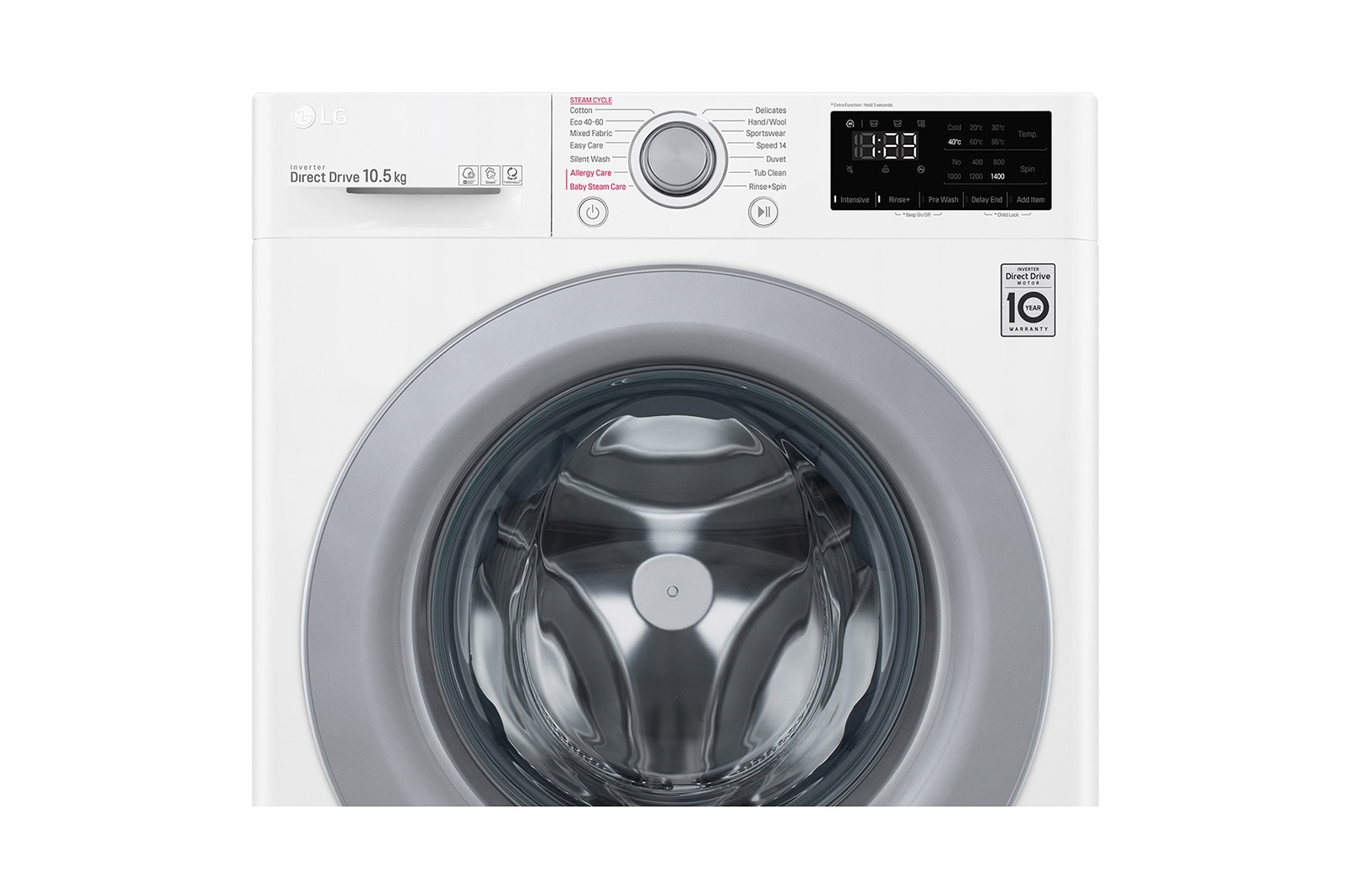 LG Lavatrice 10,5kg AI DD™ | Serie V3 Classe B | 1400 giri, Lavaggio a vapore, Inverter Direct Drive | White, F4WV310S4E
