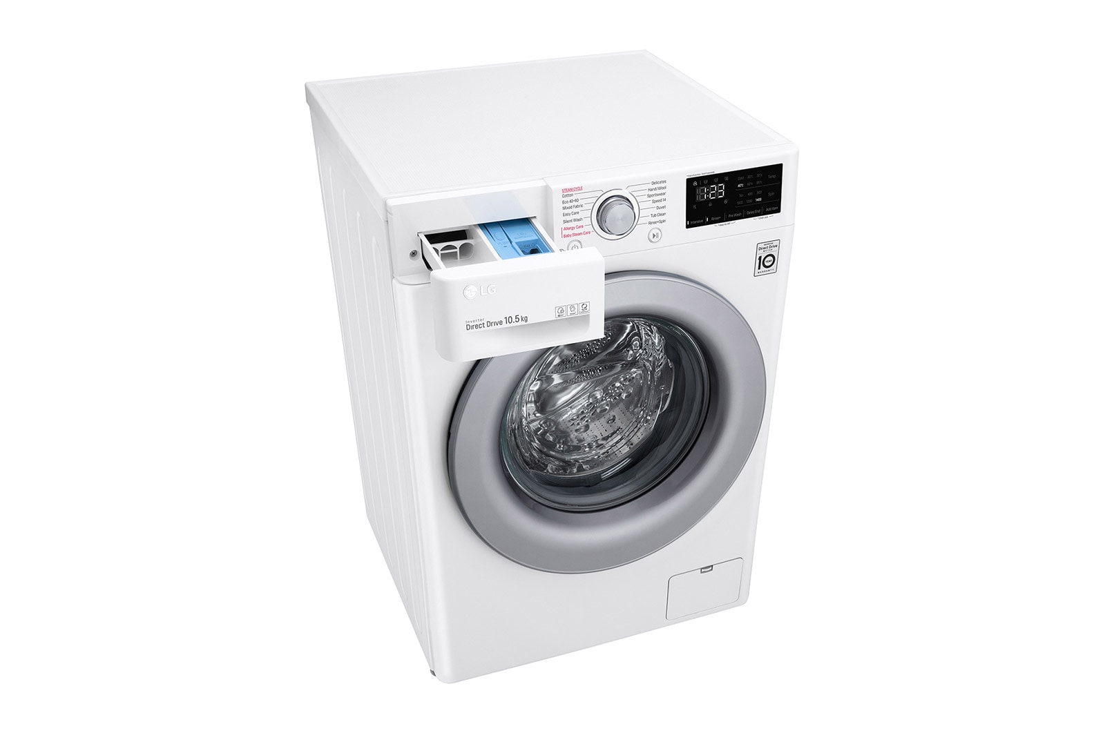 LG Lavatrice 10,5kg AI DD™ | Serie V3 Classe B | 1400 giri, Lavaggio a vapore, Inverter Direct Drive | White, F4WV310S4E