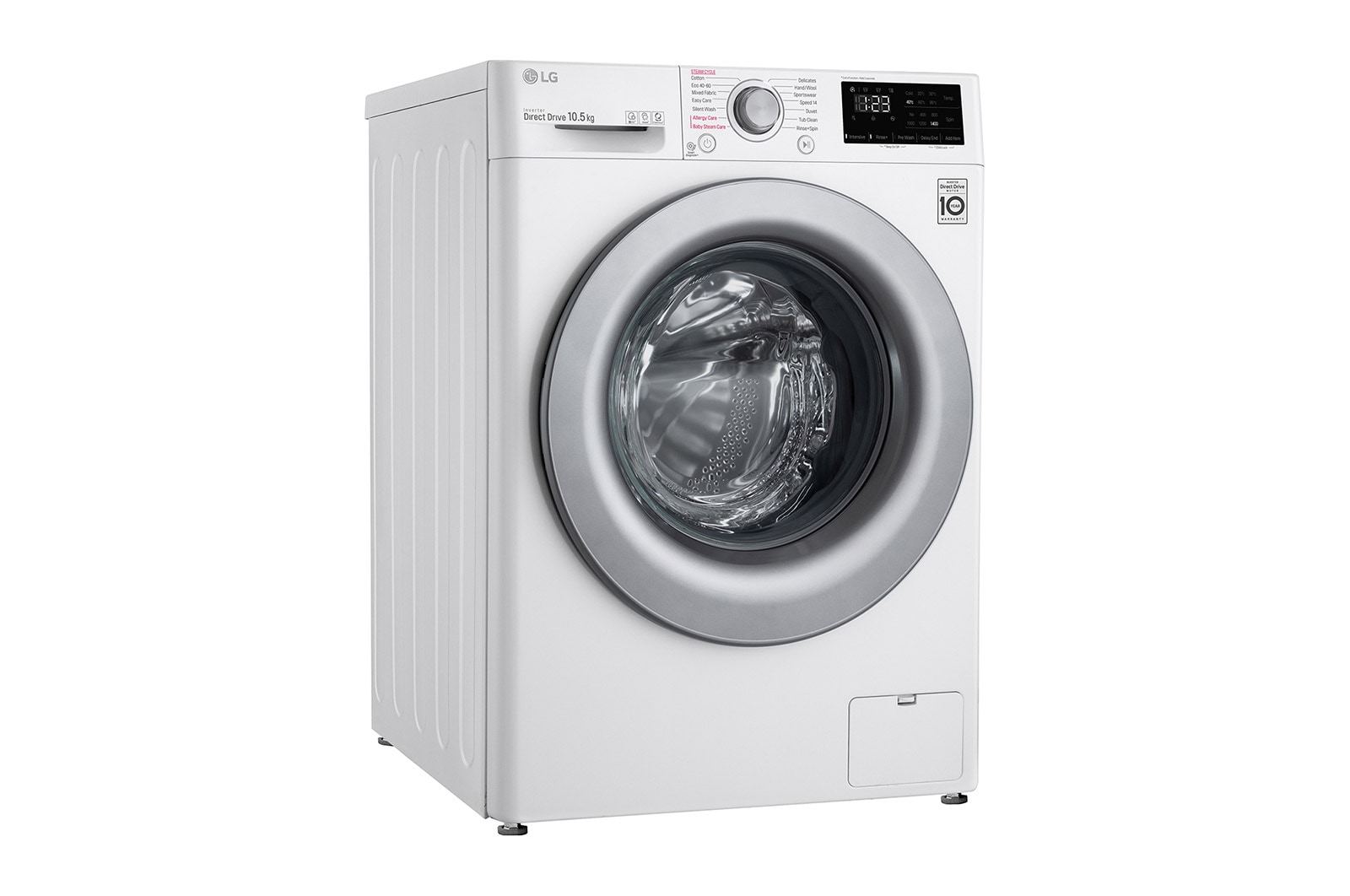 LG Lavatrice 10,5kg AI DD™ | Serie V3 Classe B | 1400 giri, Lavaggio a vapore, Inverter Direct Drive | White, F4WV310S4E