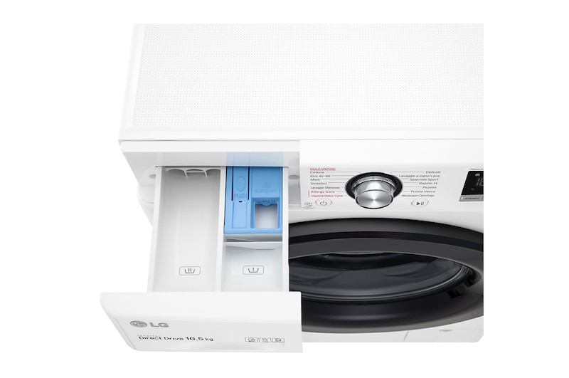LG Lavatrice 10,5kg AI DD™ | Serie V3 Classe AAA | 1400 giri, Lavaggio a vapore, Inverter Direct Drive | White, F4WV310SAE