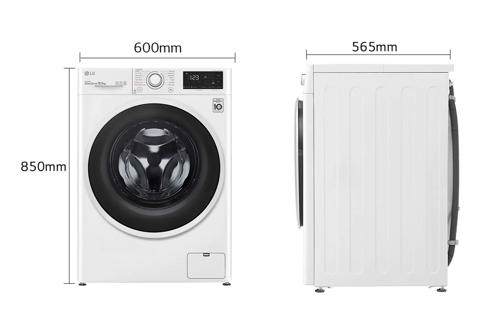 LG Lavatrice 10,5kg AI DD™ | Serie V3 Classe B | 1400 giri, Lavaggio a vapore, Inverter Direct Drive | White, F4WV310STE