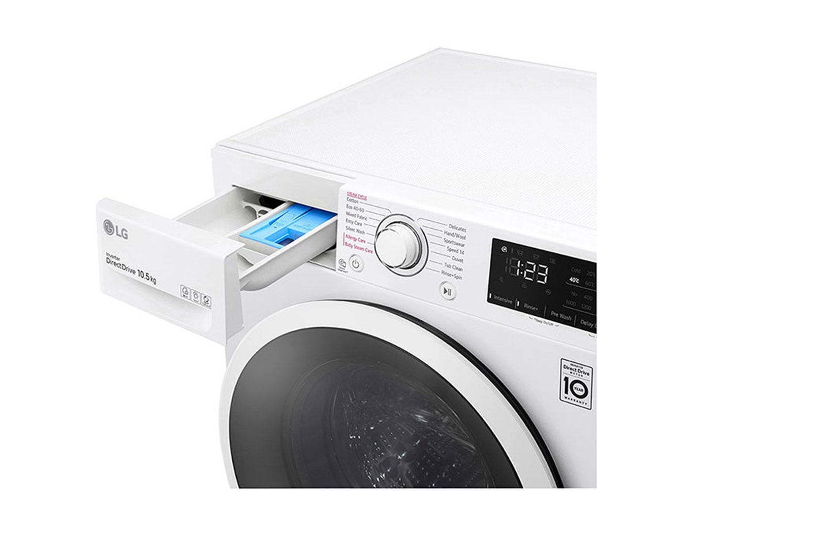 LG Lavatrice 10,5kg AI DD™ | Serie V3 Classe B | 1400 giri, Lavaggio a vapore, Inverter Direct Drive | White, F4WV310STE