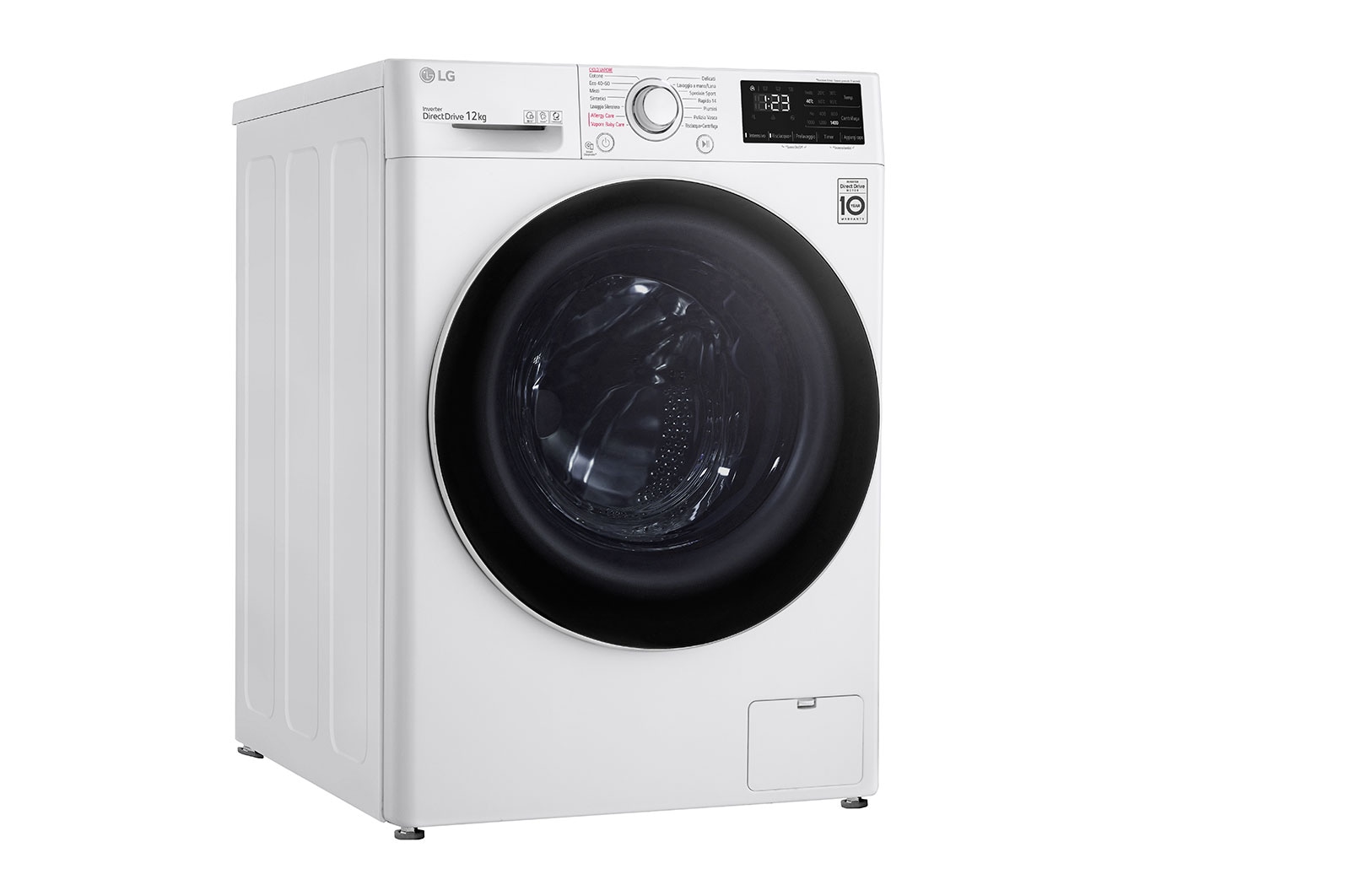 LG Lavatrice 12kg AI DD™ | Serie V3 Classe B | 1400 giri, Lavaggio a vapore, Inverter Direct Drive | White, F4WV312S0E