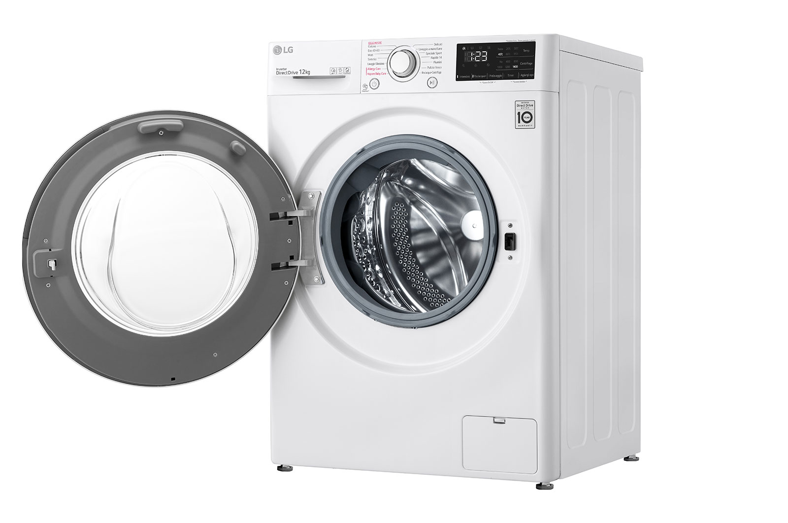 LG Lavatrice 12kg AI DD™ | Serie V3 Classe B | 1400 giri, Lavaggio a vapore, Inverter Direct Drive | White, F4WV312S0E