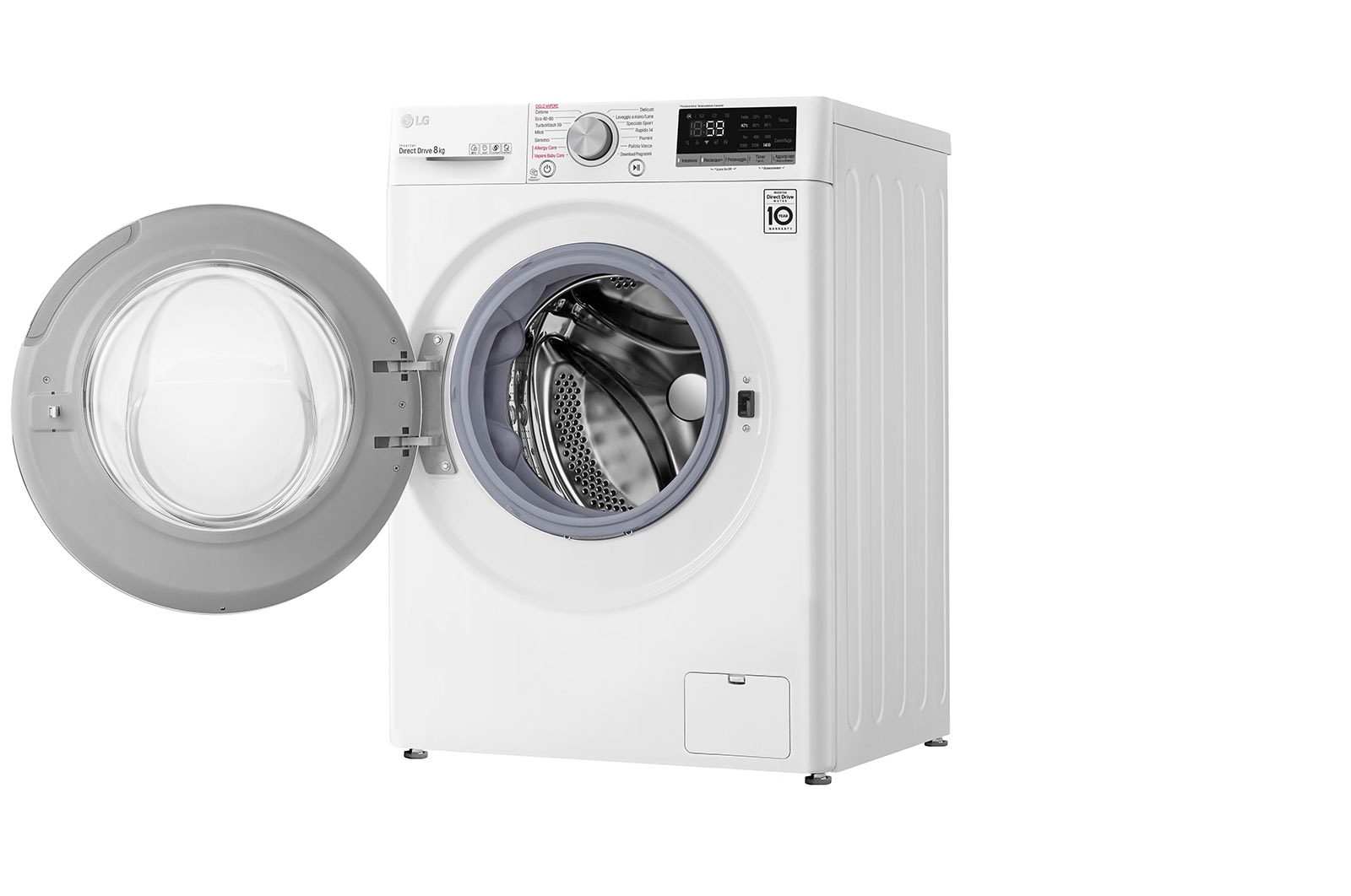 LG Lavatrice 8kg AI DD™ | Serie V5 Classe C | 1400 giri, TurboWash, Lavaggio a vapore, Wi-Fi | White, F4WV508S0E