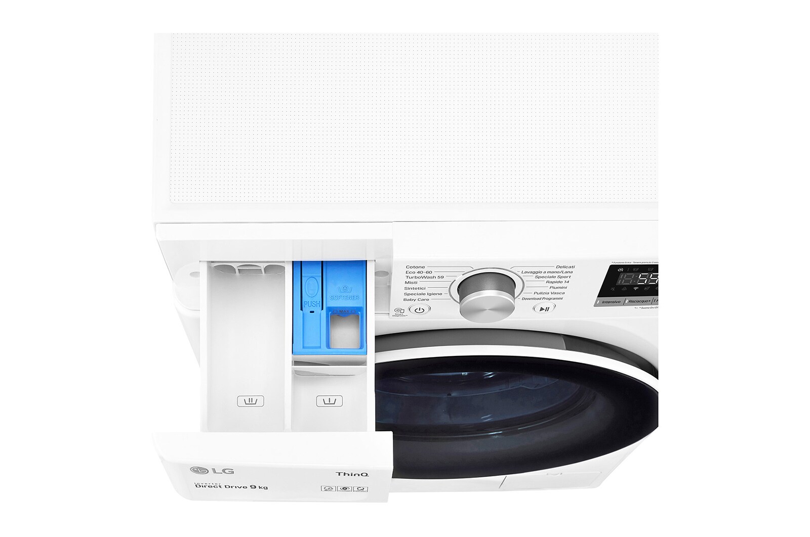 LG Lavatrice 9kg AI DD™ | Serie V5 Classe B | 1400 giri, TurboWash, Inverter Direct Drive, Wi-Fi | White, F4WV509N0E