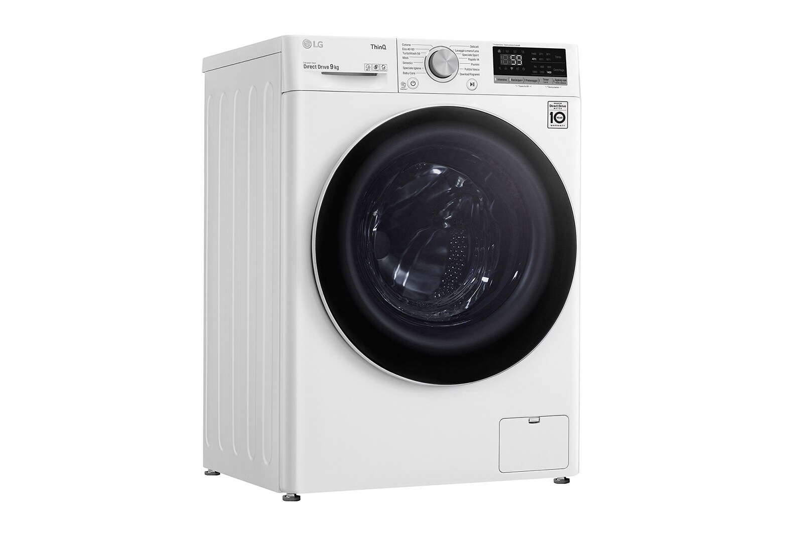 LG Lavatrice 9kg AI DD™ | Serie V5 Classe B | 1400 giri, TurboWash, Inverter Direct Drive, Wi-Fi | White, F4WV509N0E