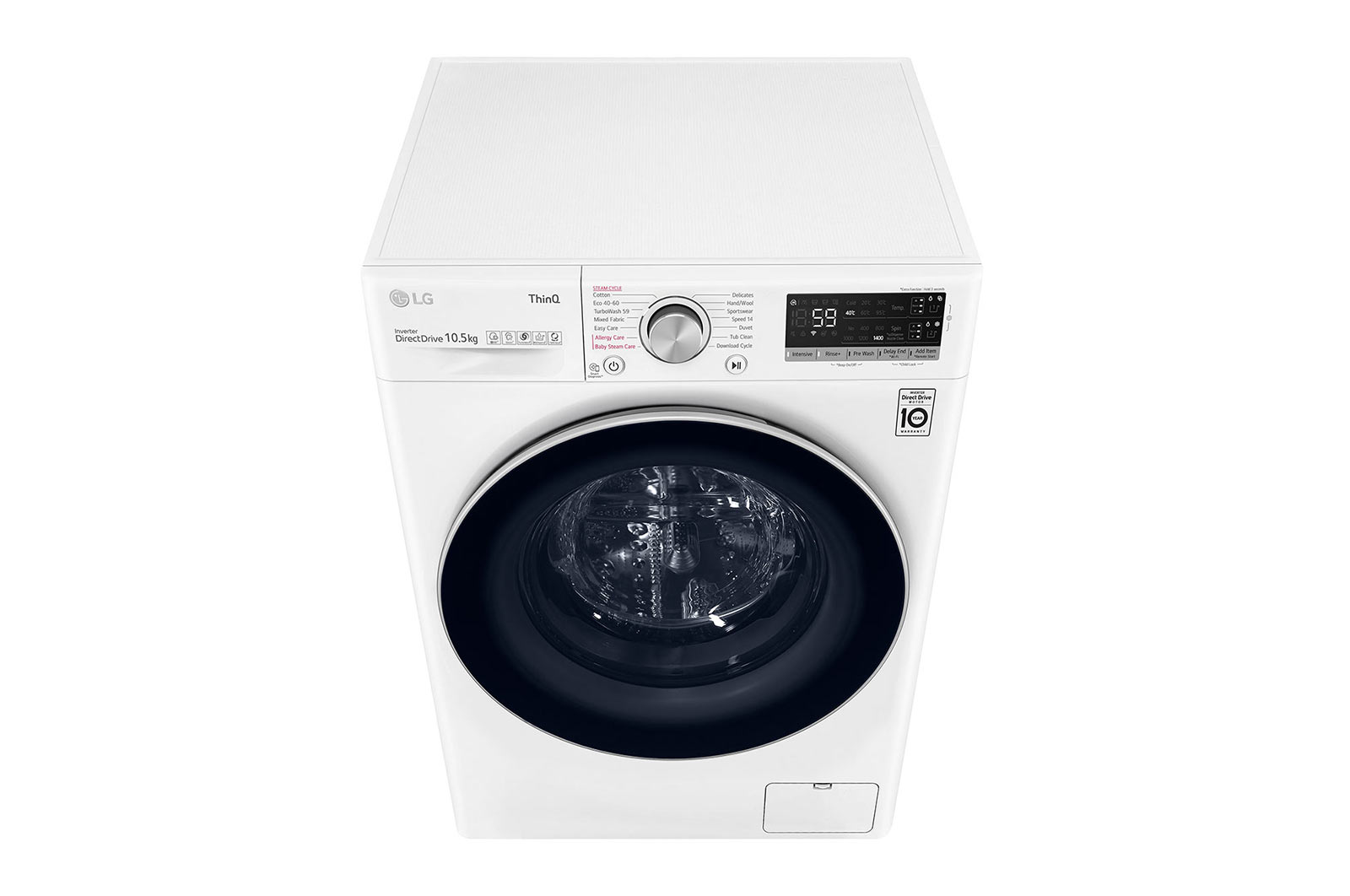 LG Lavatrice 9kg AI DD™ | Serie V5 Classe B | 1400 giri, TurboWash, Autodosaggio, Vapore, Wi-Fi | White, F4WV509S0EA