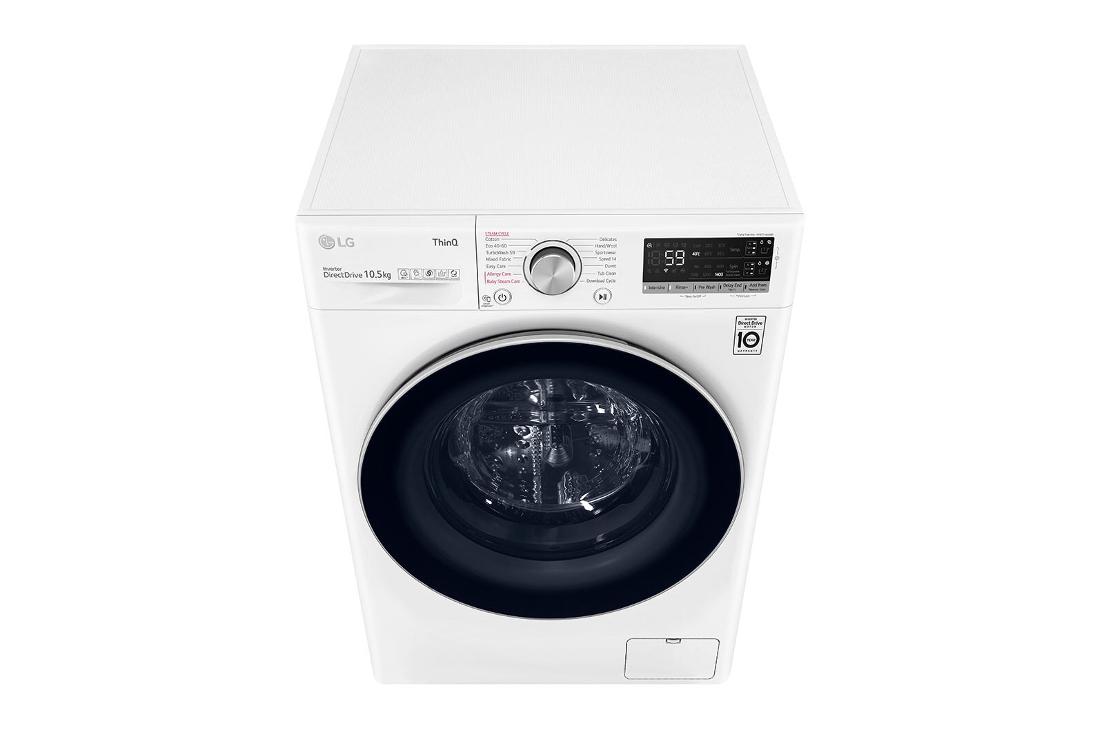 LG Lavatrice 9kg AI DD™ | Serie V5 Classe B | 1400 giri, TurboWash, Autodosaggio, Vapore, Wi-Fi | White, F4WV509S1EA