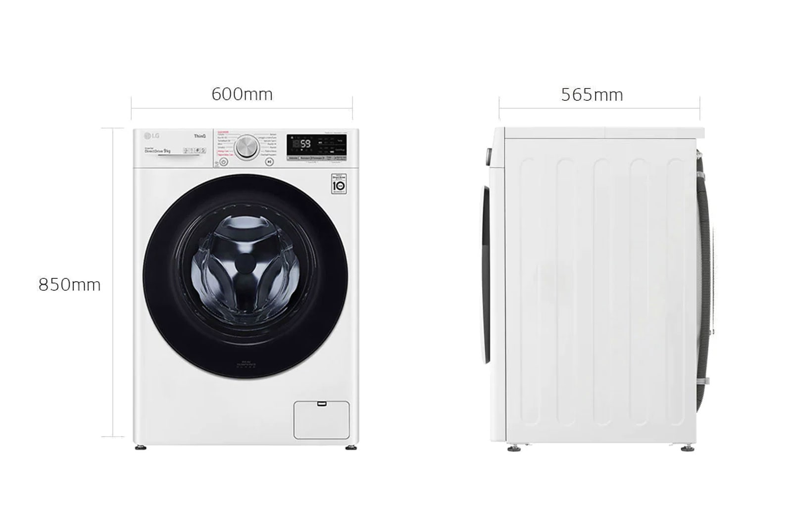 LG Lavatrice 9kg AI DD™ | Serie V5 Classe A/A/A | 1400 giri, TurboWash, Lavaggio a vapore, Wi-Fi | White, F4WV509SAE