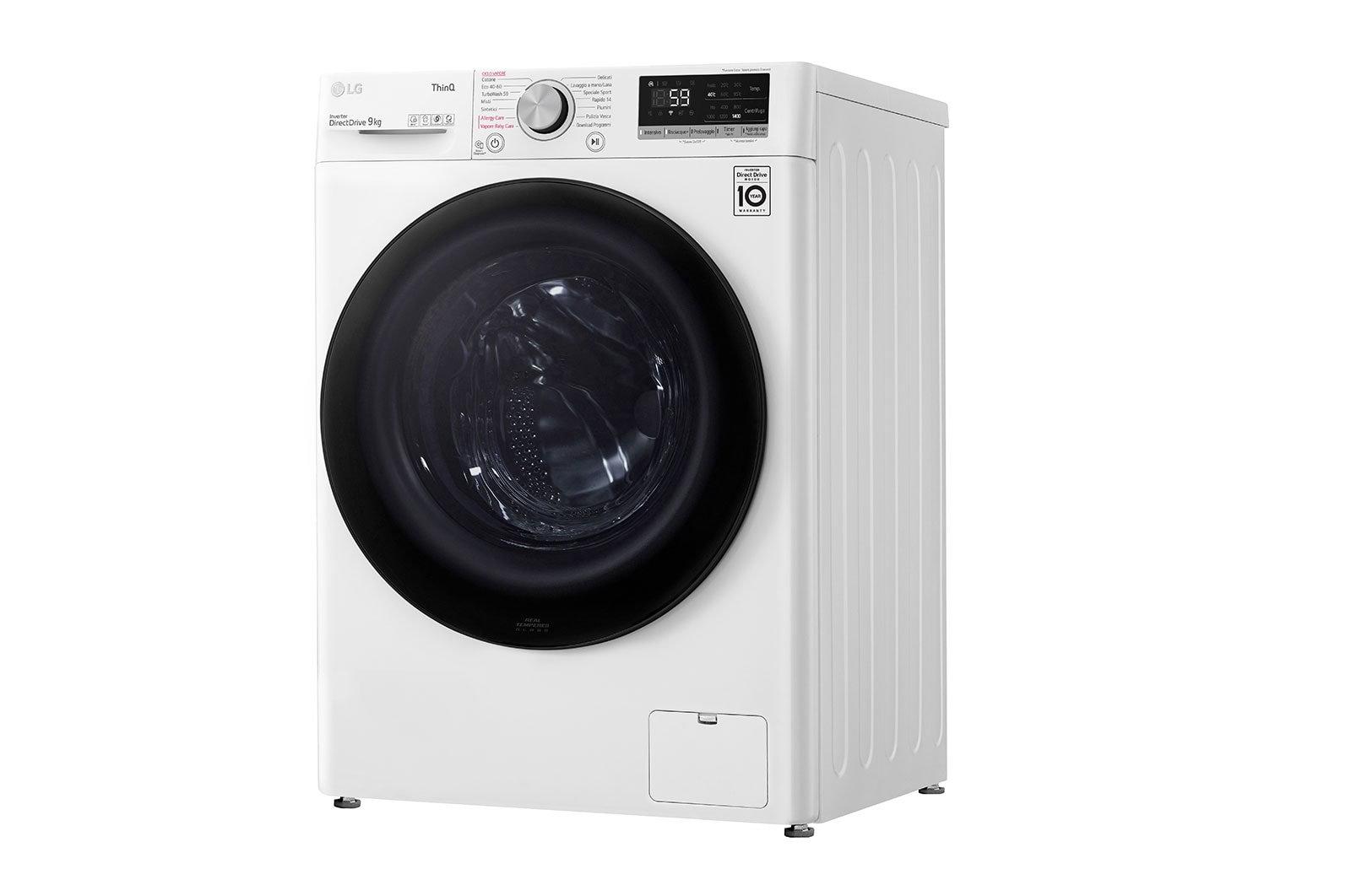 LG Lavatrice 9kg AI DD™ | Serie V5 Classe A/A/A | 1400 giri, TurboWash, Lavaggio a vapore, Wi-Fi | White, F4WV509SAE