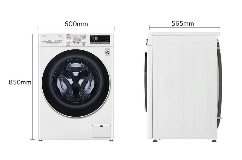 LG Lavatrice 10,5kg AI DD™ | Serie V5 Classe B | 1400 giri, TurboWash, Lavaggio a vapore, Wi-Fi | White, F4WV510S0E
