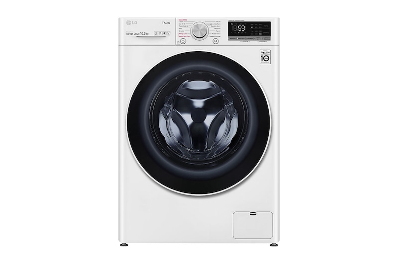 LG Lavatrice 10,5kg AI DD™ | Serie V5 Classe B | 1400 giri, TurboWash, Lavaggio a vapore, Wi-Fi | White, F4WV510S1E