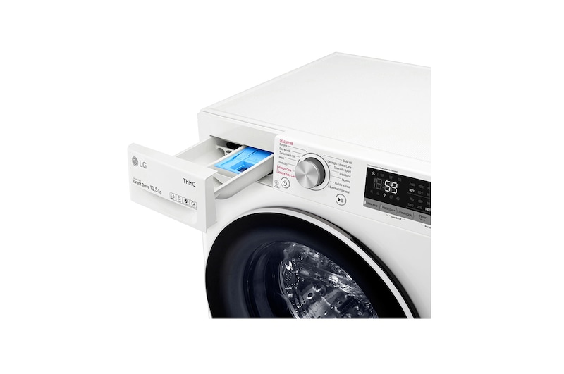 LG Lavatrice 10,5kg AI DD™ | Serie V5 Classe B | 1400 giri, TurboWash, Lavaggio a vapore, Wi-Fi | White, F4WV510S1E