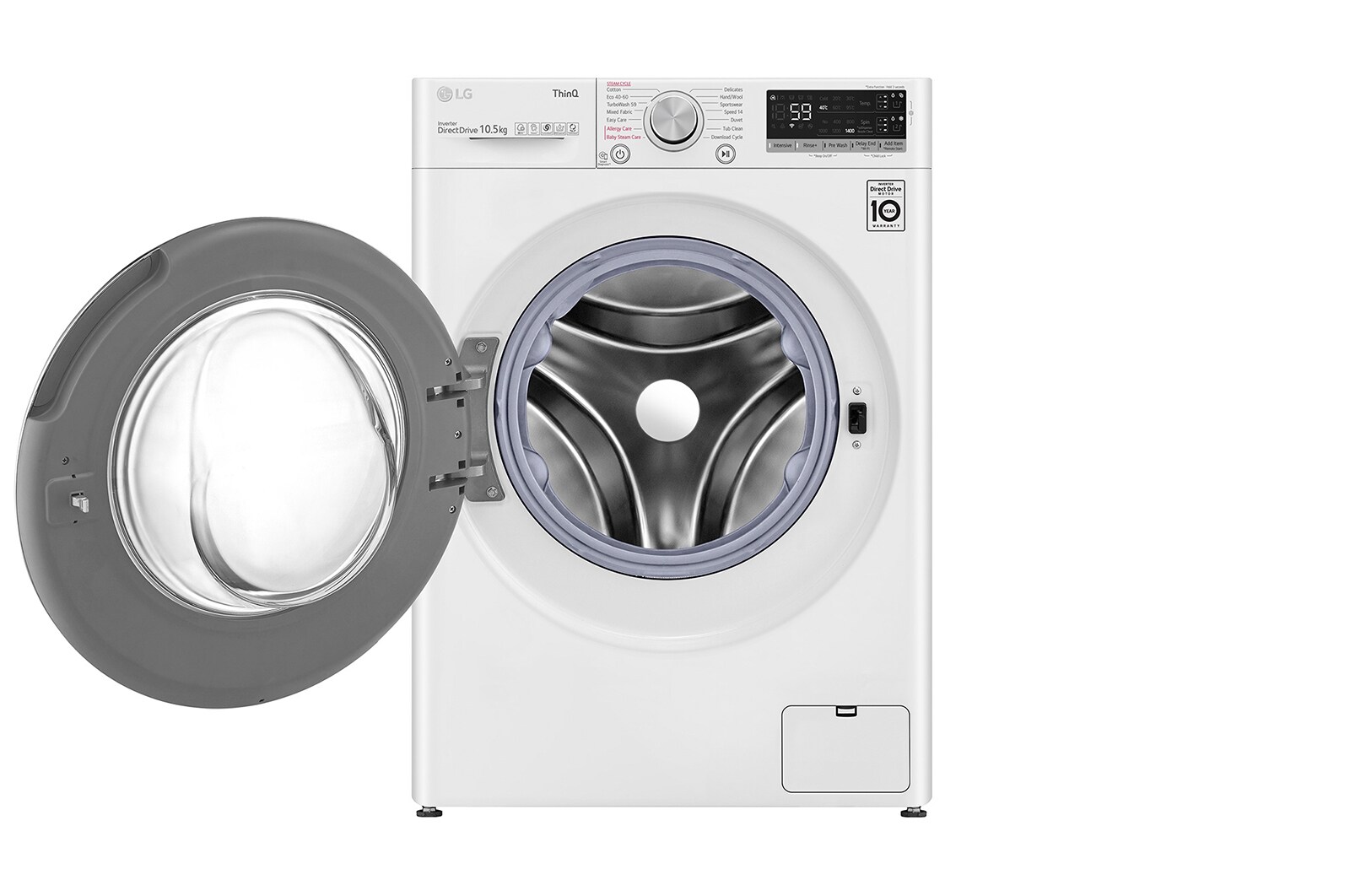 LG Lavatrice 10,5kg AI DD™ | Serie V5 Classe B | 1400 giri, TurboWash, Lavaggio a vapore, Wi-Fi | White, F4WV510S1EA