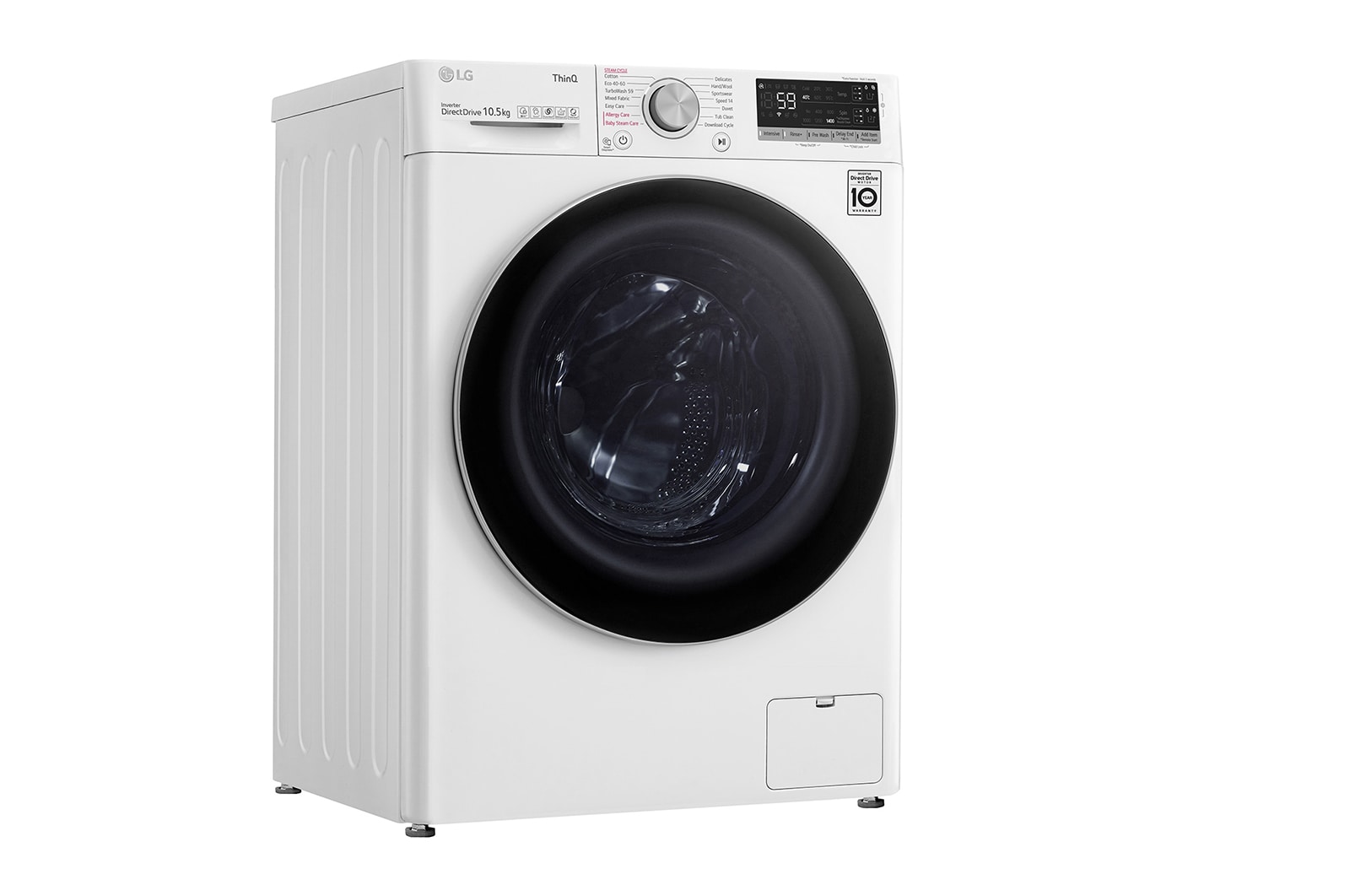 LG Lavatrice 10,5kg AI DD™ | Serie V5 Classe B | 1400 giri, TurboWash, Lavaggio a vapore, Wi-Fi | White, F4WV510S1EA