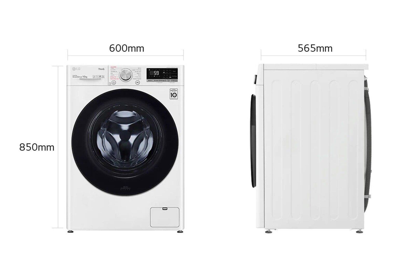 LG Lavatrice 10,5kg AI DD™ | Serie V5 Classe A/A/A | 1400 giri, TurboWash, Lavaggio a vapore, Wi-Fi | White, F4WV510SAE