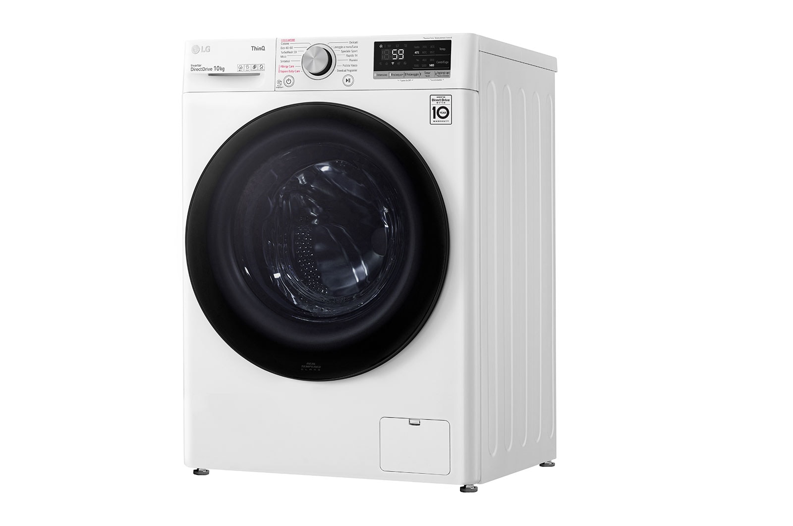 LG Lavatrice 10,5kg AI DD™ | Serie V5 Classe A/A/A | 1400 giri, TurboWash, Lavaggio a vapore, Wi-Fi | White, F4WV510SAE