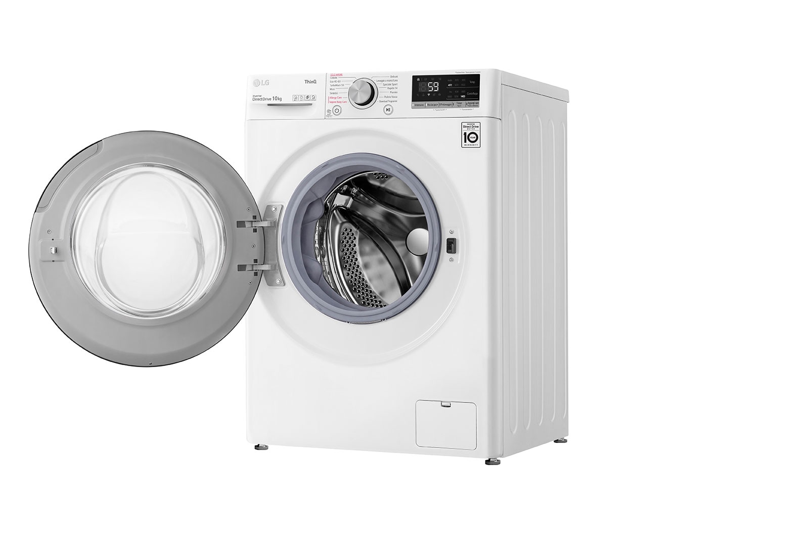 LG Lavatrice 10,5kg AI DD™ | Serie V5 Classe A/A/A | 1400 giri, TurboWash, Lavaggio a vapore, Wi-Fi | White, F4WV510SAE