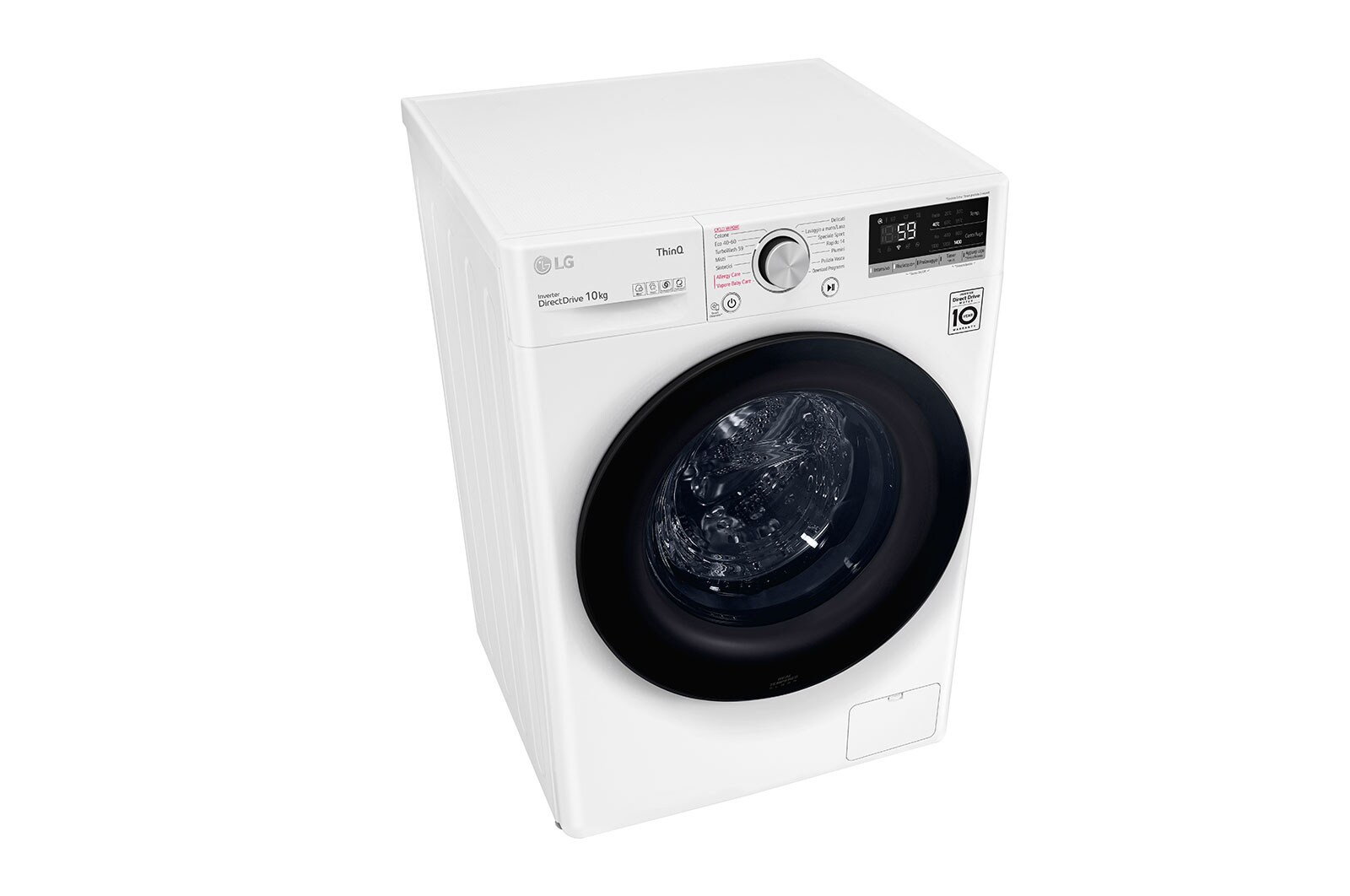 LG Lavatrice 10,5kg AI DD™ | Serie V5 Classe A/A/A | 1400 giri, TurboWash, Lavaggio a vapore, Wi-Fi | White, F4WV510SAE
