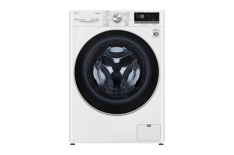 LG Lavatrice 8kg AI DD™ | Serie V7 Classe A/A/A | 1400 giri, TurboWash 360, Lavaggio a vapore, Wi-Fi | White, F4WV708S1E
