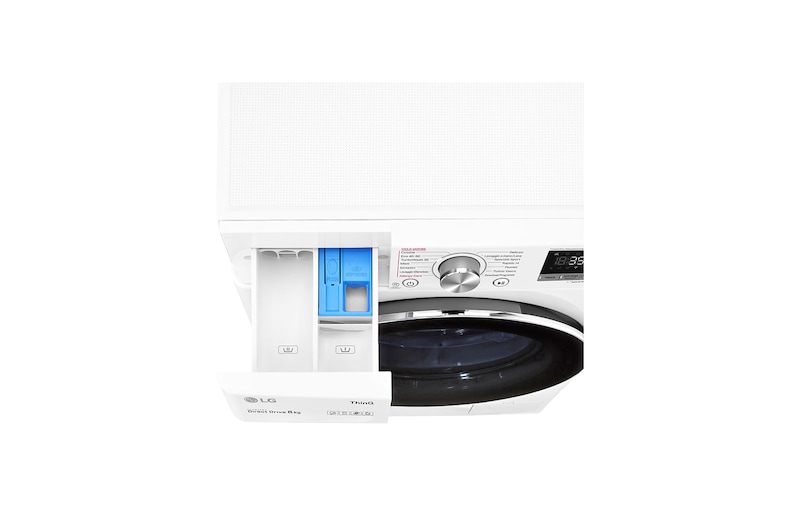LG Lavatrice 8kg AI DD™ | Serie V7 Classe A/A/A | 1400 giri, TurboWash 360, Lavaggio a vapore, Wi-Fi | White, F4WV708S2E