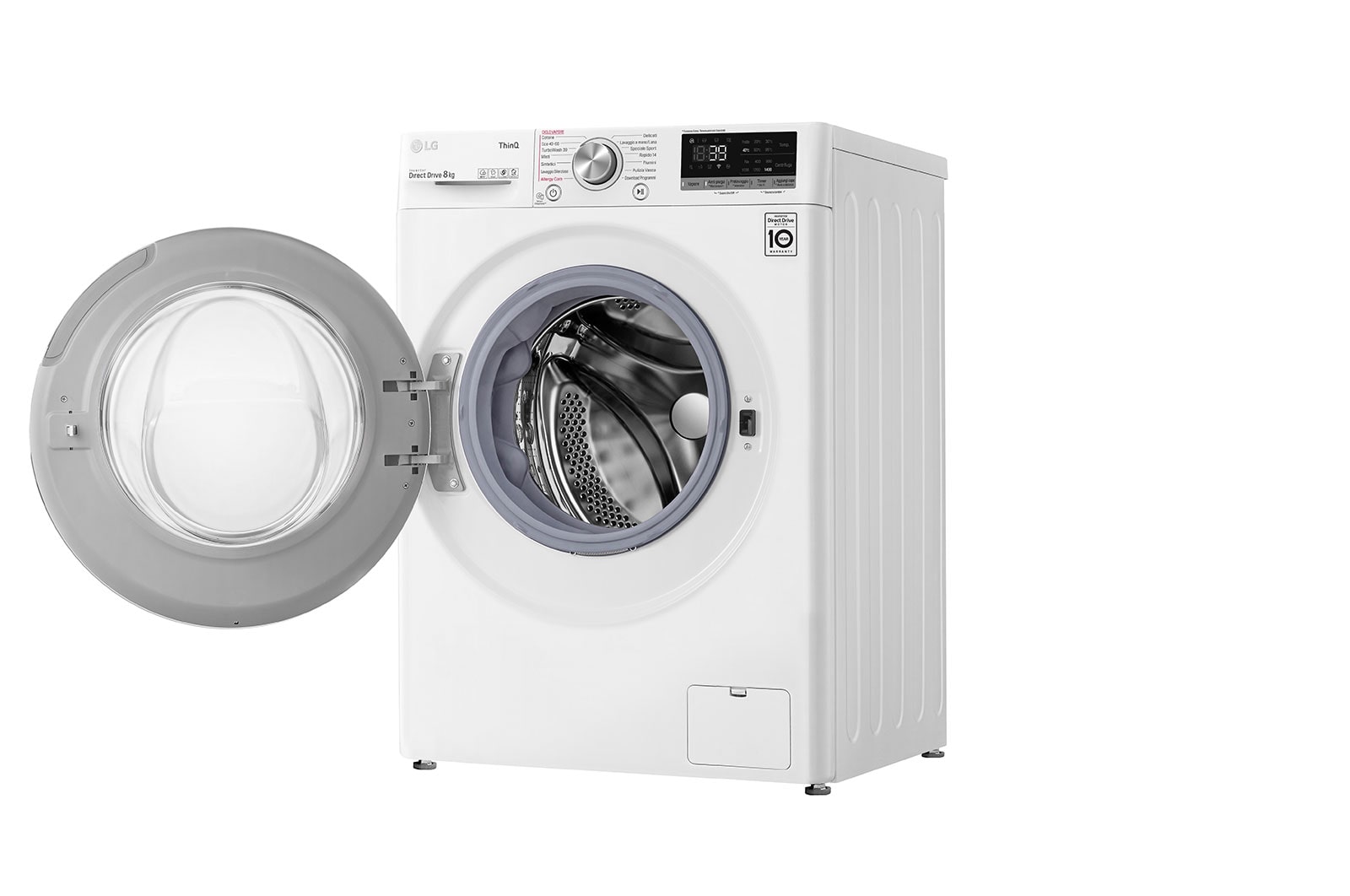 LG Lavatrice 8kg AI DD™ | Serie V7 Classe A/A/A | 1400 giri, TurboWash 360, Lavaggio a vapore, Wi-Fi | White, F4WV708S2E