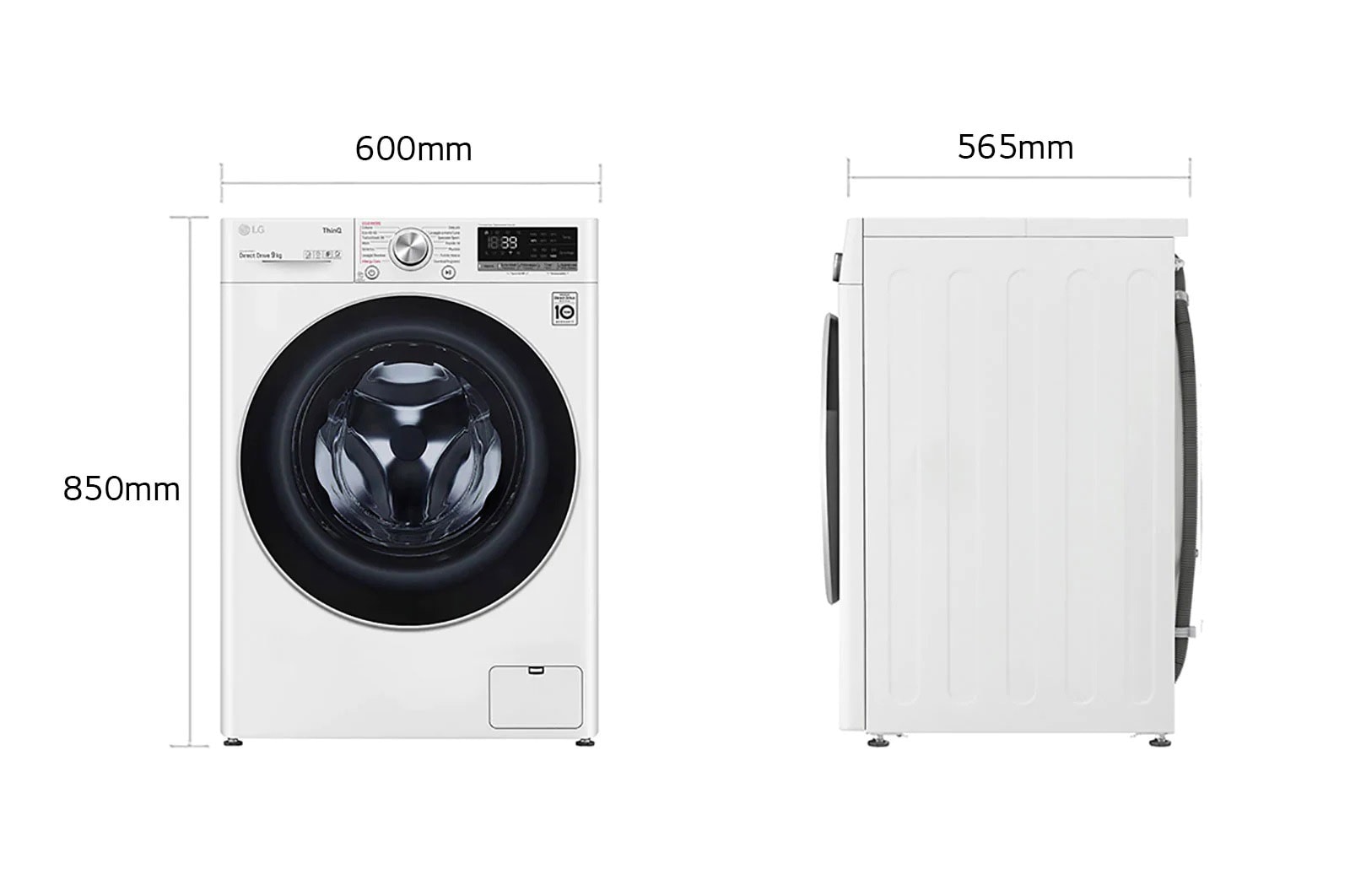 LG Lavatrice 9kg AI DD™ | Serie V7 Classe A/A/A | 1400 giri, TurboWash 360, Lavaggio a vapore, Wi-Fi | White, F4WV709S1E