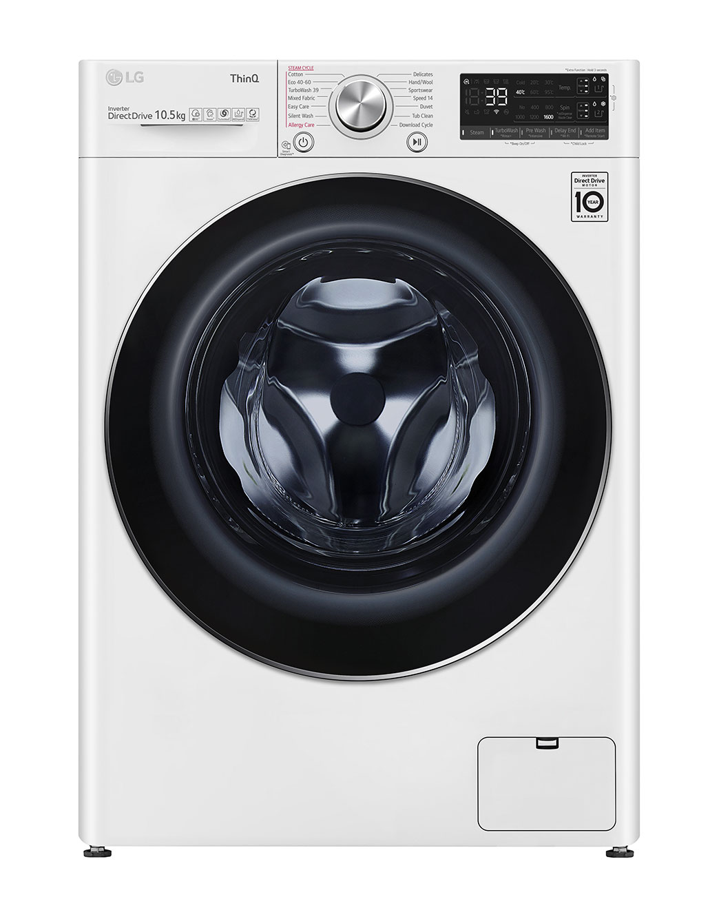 LG Lavatrice 10,5kg AI DD™ | Serie V7 Classe AAA | 1400 giri, TurboWash 360, Autodosaggio, Vapore, Wi-Fi | White, F4WV710S2EA