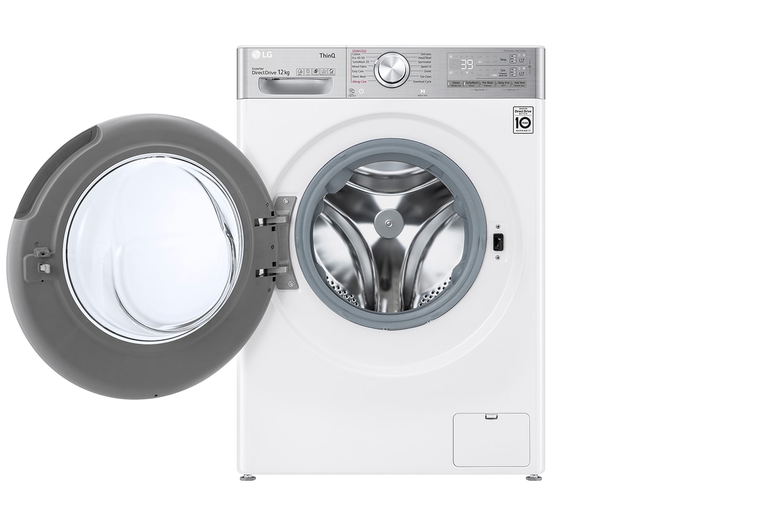 LG Lavatrice 12kg AI DD™ | Serie V9 Classe A/A/A | 1400 giri, TurboWash 360, Autodosaggio, Vapore antipiega, Wi-Fi | White, F4WV912P2EA