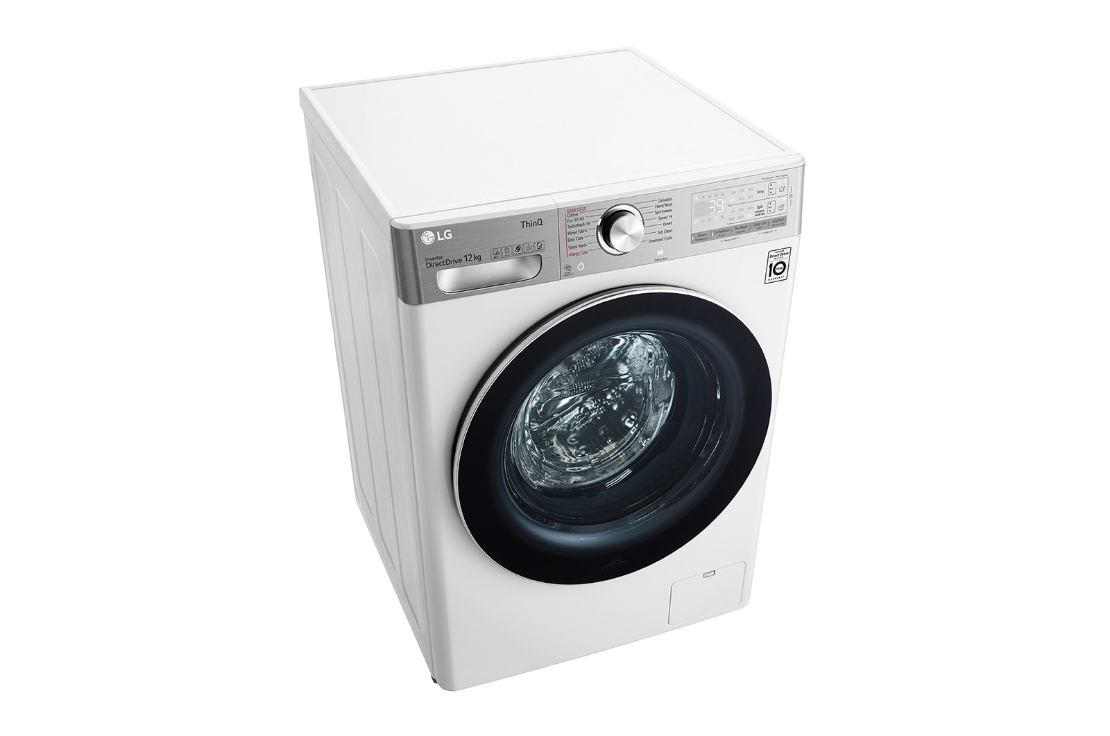 LG Lavatrice 12kg AI DD™ | Serie V9 Classe A/A/A | 1400 giri, TurboWash 360, Autodosaggio, Vapore antipiega, Wi-Fi | White, F4WV912P2EA