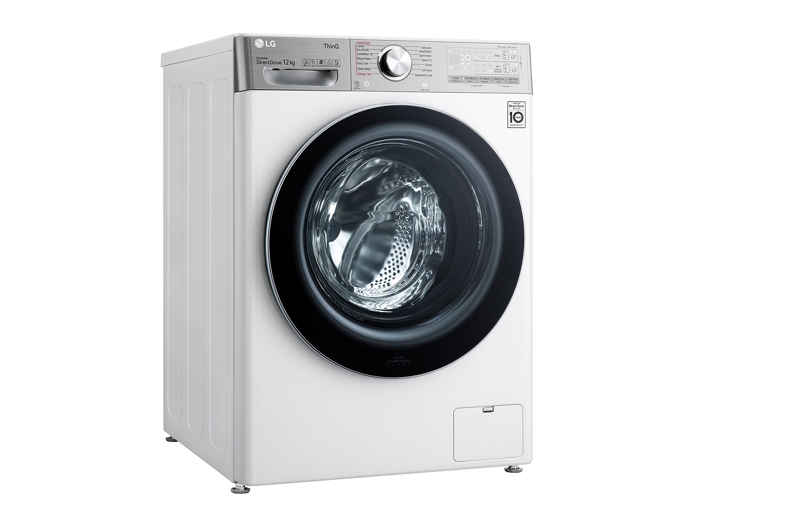 LG Lavatrice 12kg AI DD™ | Serie V9 Classe A/A/A | 1400 giri, TurboWash 360, Autodosaggio, Vapore antipiega, Wi-Fi | White, F4WV912P2EA