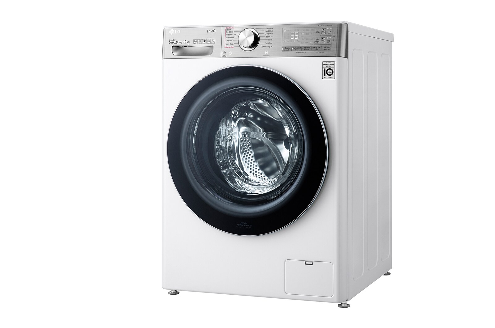 LG Lavatrice 12kg AI DD™ | Serie V9 Classe A/A/A | 1400 giri, TurboWash 360, Autodosaggio, Vapore antipiega, Wi-Fi | White, F4WV912P2EA